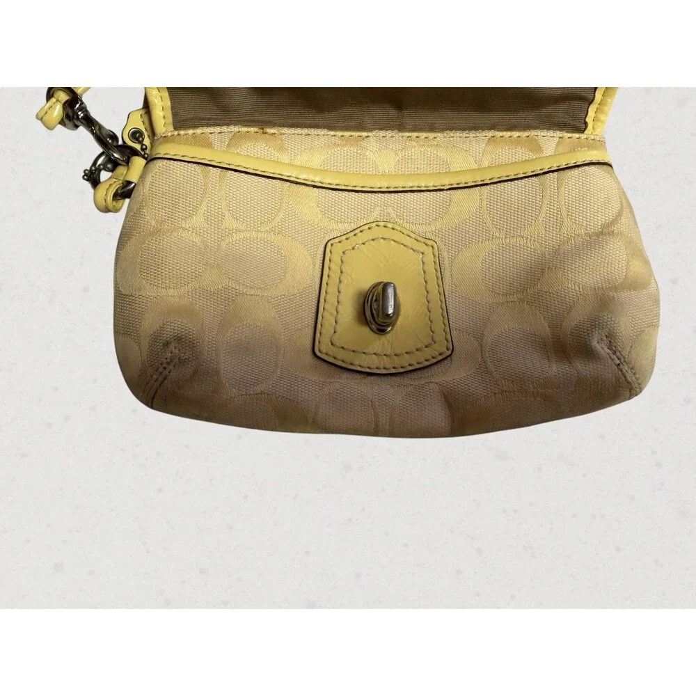 Coach Y2K Legacy Signature Turnlock Yellow Wristlet